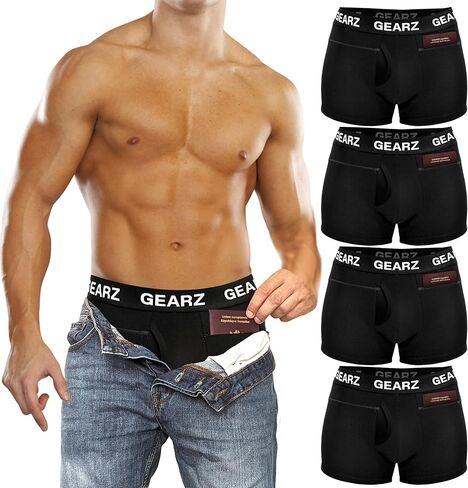 GEARZ 4 عبوات من الملابس الداخلية للرجال بجيب مخفي مع جيوب داخلية للسفر مقاومة للنشل - محفظة مضادة للسرقة in Saudi Arabia