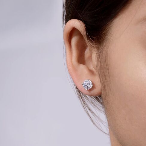 Amazon Essentials Platinum-Plated Sterling Silver Infinite Elements Cubic Zirconia Round-Cut Stud Earrings in Saudi Arabia