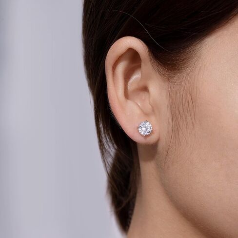 Amazon Essentials Platinum-Plated Sterling Silver Infinite Elements Cubic Zirconia Round-Cut Stud Earrings in Saudi Arabia