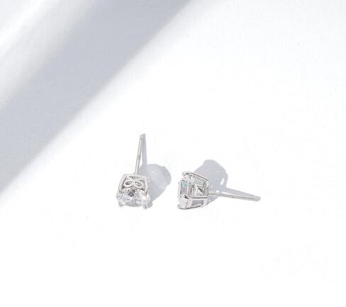 Amazon Essentials Platinum-Plated Sterling Silver Infinite Elements Cubic Zirconia Round-Cut Stud Earrings in Saudi Arabia