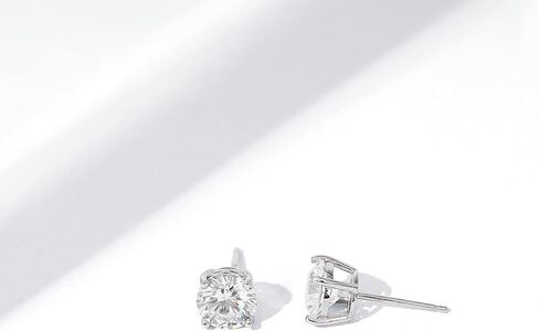 Amazon Essentials Platinum-Plated Sterling Silver Infinite Elements Cubic Zirconia Round-Cut Stud Earrings in Saudi Arabia
