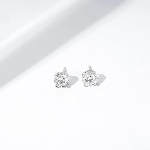 Amazon Essentials Platinum-Plated Sterling Silver Infinite Elements Cubic Zirconia Round-Cut Stud Earrings in Saudi Arabia