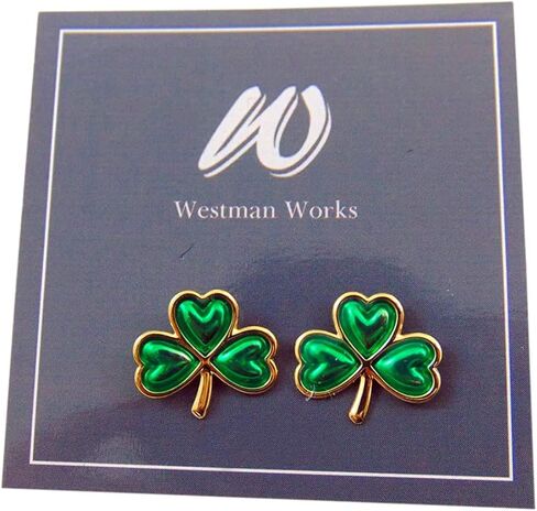 Shamrock Earrings Enamel Metal Irish Stud Ear Rings St Patricks Day Fashion Accessory in Saudi Arabia