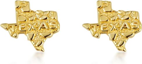 Claddagh الذهب 10K أو 14K الذهب الأصفر ولاية تكساس أقراط الكتلة in Saudi Arabia