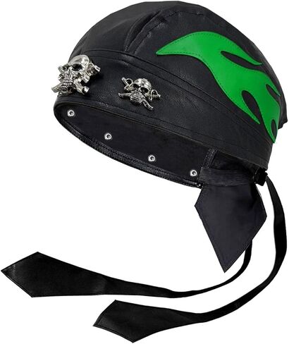 Unisex Motorcycle Head Wrap Skull Cap Skull Caps Do Du Rag Leather Doo Rag Rock Biker Flame Cap for Riding in Saudi Arabia