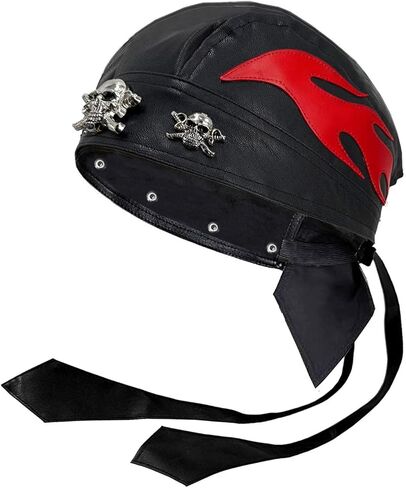 Unisex Motorcycle Head Wrap Skull Cap Skull Caps Do Du Rag Leather Doo Rag Rock Biker Flame Cap for Riding in Saudi Arabia