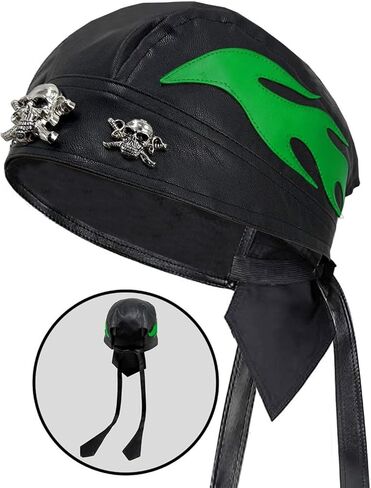 Unisex Motorcycle Head Wrap Skull Cap Skull Caps Do Du Rag Leather Doo Rag Rock Biker Flame Cap for Riding in Saudi Arabia