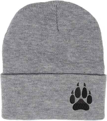 Embroidered Wolf Paw Thick and Warm Skull Cap Cuffed Beanie Men Women Kids in Saudi Arabia