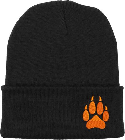 Embroidered Wolf Paw Thick and Warm Skull Cap Cuffed Beanie Men Women Kids in Saudi Arabia