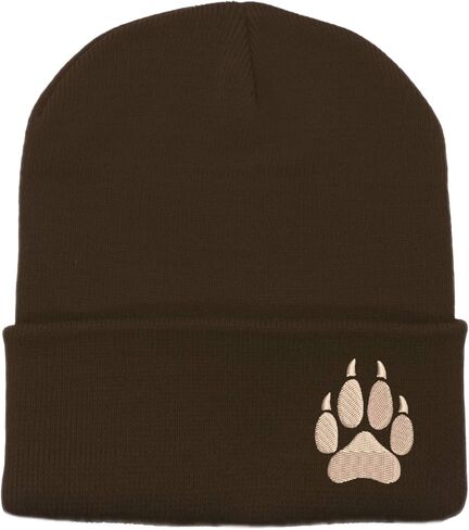 Embroidered Wolf Paw Thick and Warm Skull Cap Cuffed Beanie Men Women Kids in Saudi Arabia