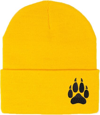 Embroidered Wolf Paw Thick and Warm Skull Cap Cuffed Beanie Men Women Kids in Saudi Arabia