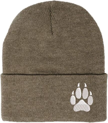 Embroidered Wolf Paw Thick and Warm Skull Cap Cuffed Beanie Men Women Kids in Saudi Arabia