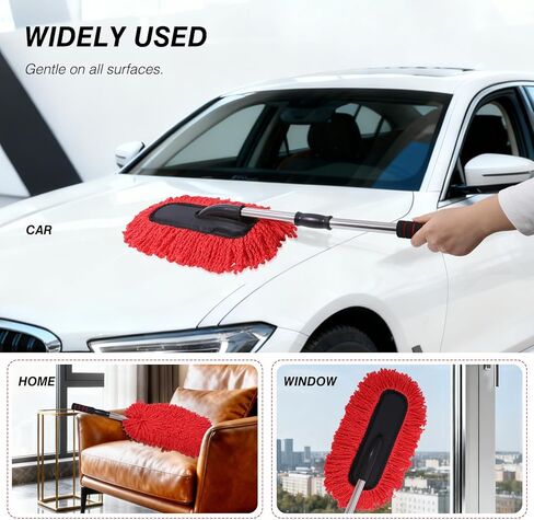 IPELY 3 عبوات كبيرة من غبار السيارة من الألياف الدقيقة باللون الأحمر، الجزء الخارجي خالٍ من الخدوش مع منفضة غبار داخلية قابلة للتمديد، متعددة الأغراض لتنظيف الغبار in Kuwait