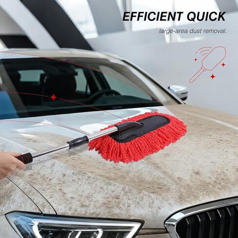 IPELY 3 عبوات كبيرة من غبار السيارة من الألياف الدقيقة باللون الأحمر، الجزء الخارجي خالٍ من الخدوش مع منفضة غبار داخلية قابلة للتمديد، متعددة الأغراض لتنظيف الغبار in Kuwait