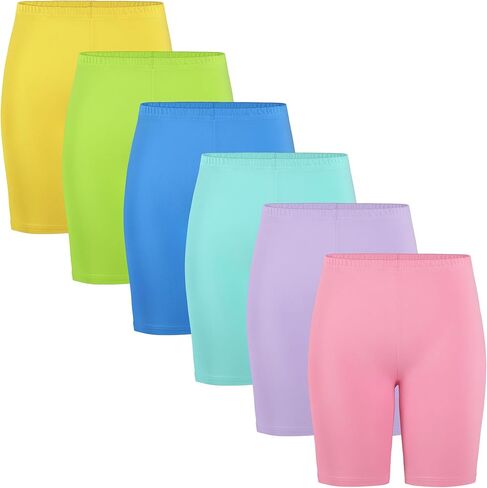 6 Pack Girls Bike Shorts, Athletic Biker Volleyball Spandex Girls Shorts with Elastic Waistband for Toddler Kid Teen in Kuwait