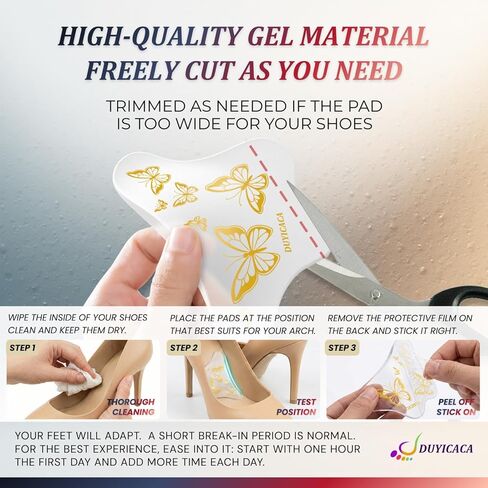 High Arch Aupport Inserts Women: Gel Arch Inserts for Plantar Fasciitis Relief and Flat Feet - Non-Slip Arch Support Pads Fit 0.53" (Clear) in Saudi Arabia