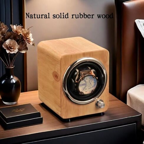 Bescott Solid Wood Watch Winder Box for Single Automatic Watches for Men with Quiet Japanese Motor 4 Rotation Mode Setting in Kuwait
