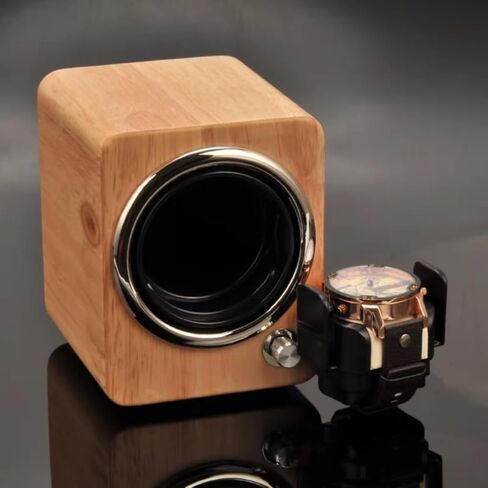 Bescott Solid Wood Watch Winder Box for Single Automatic Watches for Men with Quiet Japanese Motor 4 Rotation Mode Setting in Kuwait