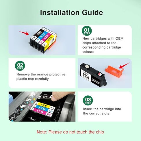 923 Ink Cartridges for HP Printers Compatible with HP 923 Ink Works with HP OfficeJet Pro 8130e 8125e 8120e 8135e 8138e 8139e Printers, 923 Ink Without Chip 4-Pack (Black Cyan Magenta Yellow) in Kuwait