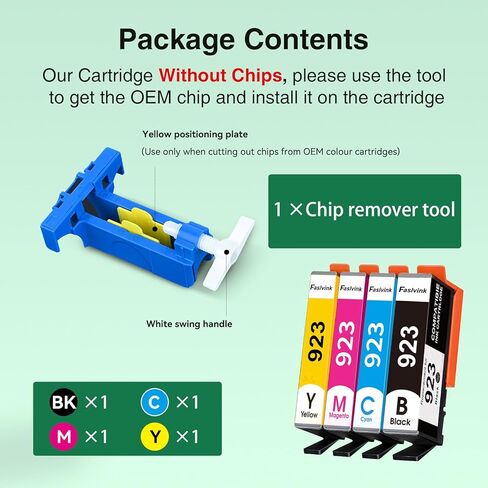 923 Ink Cartridges for HP Printers Compatible with HP 923 Ink Works with HP OfficeJet Pro 8130e 8125e 8120e 8135e 8138e 8139e Printers, 923 Ink Without Chip 4-Pack (Black Cyan Magenta Yellow) in Kuwait