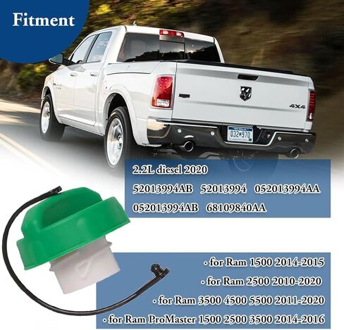 Diesel Gas Cap Fuel Cap 52013994AB for Jeep Dodge Ram 1500 2500 3500 4500 5500 ProMaster Liberty Wrangler Grand Cherokee Fuel Tank Cover Cap Replacement 68109840AA 2005-2022 in Kuwait