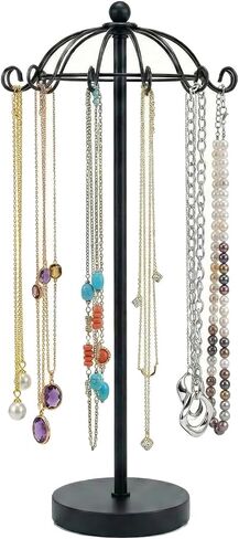 Necklace Holder with 12 Hooks, Jewelry Display Stand, Necklace Organizer for Storage and Hanging Bracelet, Home Decor for Women (Black) in Saudi Arabia