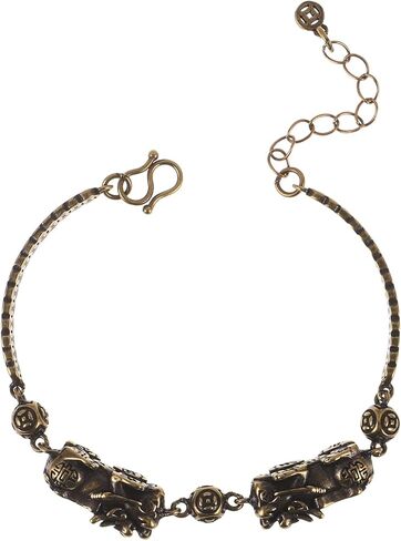 LOGOFUN Vintage Brass Pi Yao Couple Bracelet with Mythical Beast Charm for Feng Shui Luck Valentine's Day Present in Saudi Arabia