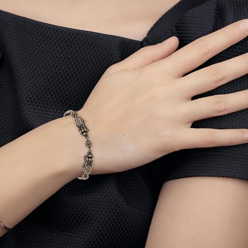 LOGOFUN Vintage Brass Pi Yao Couple Bracelet with Mythical Beast Charm for Feng Shui Luck Valentine's Day Present in Saudi Arabia