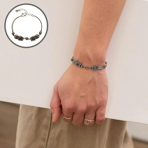 LOGOFUN Vintage Brass Pi Yao Couple Bracelet with Mythical Beast Charm for Feng Shui Luck Valentine's Day Present in Saudi Arabia