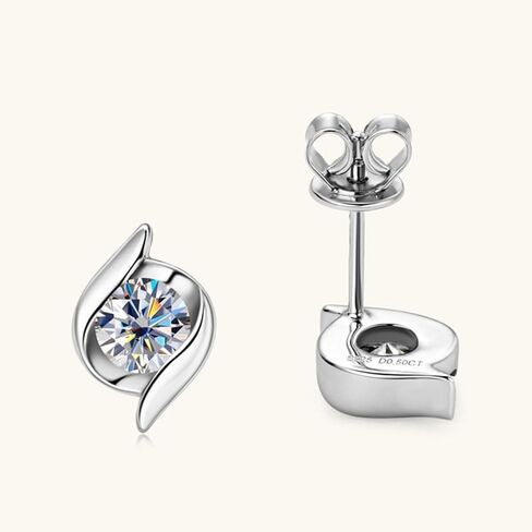 S925 Sterling Silver Diamond Stud Earrings for Women, Round Cut Diamond Earrings Studs(D-color,VVS1) in Saudi Arabia