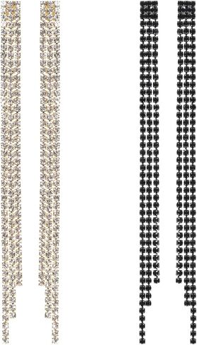 Rhinestone Long Tassel Earrings, Sparkly Tassel Dangling Earrings for Women, Crystal Chandelier Dangle Drop Earring, Wedding Party Prom Earring Jewelry Gifts for Girls Dress Outfits in Saudi Arabia