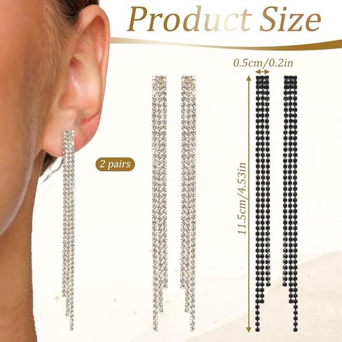 Rhinestone Long Tassel Earrings, Sparkly Tassel Dangling Earrings for Women, Crystal Chandelier Dangle Drop Earring, Wedding Party Prom Earring Jewelry Gifts for Girls Dress Outfits in Saudi Arabia
