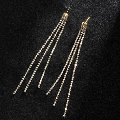 Rhinestone Long Tassel Earrings, Sparkly Tassel Dangling Earrings for Women, Crystal Chandelier Dangle Drop Earring, Wedding Party Prom Earring Jewelry Gifts for Girls Dress Outfits in Saudi Arabia