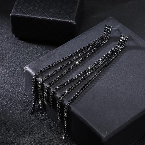 Rhinestone Long Tassel Earrings, Sparkly Tassel Dangling Earrings for Women, Crystal Chandelier Dangle Drop Earring, Wedding Party Prom Earring Jewelry Gifts for Girls Dress Outfits in Saudi Arabia
