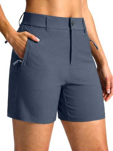SANTINY Women's 5"/7" Hiking Golf Shorts with 3 Pockets Stretch Quick Dry Outdoor Travel Work Shorts for Women Casual Summer in Saudi Arabia