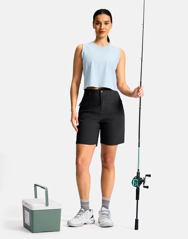 SANTINY Women's 5"/7" Hiking Golf Shorts with 3 Pockets Stretch Quick Dry Outdoor Travel Work Shorts for Women Casual Summer in Saudi Arabia