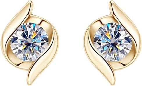 S925 Sterling Silver Diamond Stud Earrings for Women, Round Cut Diamond Earrings Studs(D-color,VVS1) in Saudi Arabia
