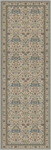 2x6 Runner Rug Washable Non Slip Low Pile Floral Print Pattern Lightweight Modern Art Deco Runner for Hallway, Kitchen, Laundry Room, Bedroom, Bathroom, Ivory in Kuwait