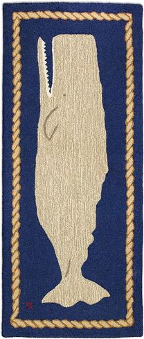 Chandler 4 Corners Artist-Designed Moby Dick Hand-Hooked Wool Runner Rug - Marinelife Rug for Entryways, Hallways, Living Rooms - Easy Care & Low Maintenance - Nautical, Coastal Runner Rug in Saudi Arabia