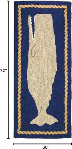 Chandler 4 Corners Artist-Designed Moby Dick Hand-Hooked Wool Runner Rug - Marinelife Rug for Entryways, Hallways, Living Rooms - Easy Care & Low Maintenance - Nautical, Coastal Runner Rug in Saudi Arabia