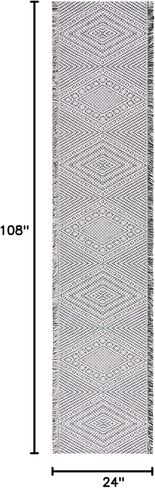 SAFAVIEH Augustine Collection Runner Rug - 2' x 9', Ivory & Black, Cotton Design, Easy Care, Ideal for High Traffic Areas in Living Room, Bedroom (AGT502Z) in Saudi Arabia