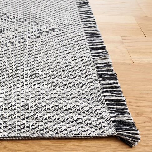 SAFAVIEH Augustine Collection Runner Rug - 2' x 9', Ivory & Black, Cotton Design, Easy Care, Ideal for High Traffic Areas in Living Room, Bedroom (AGT502Z) in Saudi Arabia