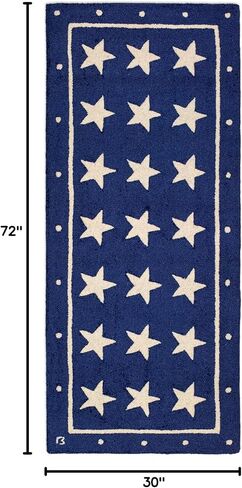 Chandler 4 Corners Artist-Designed Blue Stars Hand-Hooked Wool Runner Rug - Patriotic Rug for Entryways, Hallways, Living Rooms - Perfect for July 4th, Veterans Day & Memorial Day in Saudi Arabia