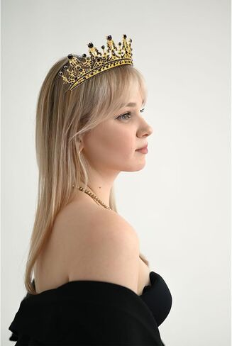 Black Gold Birthday Queen Crown and Sash for Women Birthday Crowns Decorations Tiara and Sash for Women Princess Tiara with Comb Princess Crown Girl Tiara Party for Girls in Kuwait
