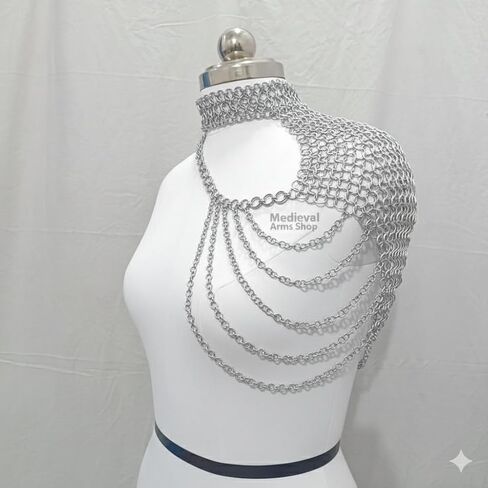 Chainmail Halter Top For Women and Girls Shoulder Jewellery Accessory Prop Chain Mail Aluminium Butted Round 9mm Rings Dancer Cosplay Fantasy Costume in Saudi Arabia