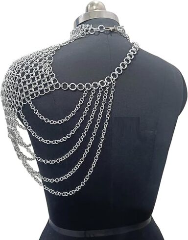 Chainmail Halter Top For Women and Girls Shoulder Jewellery Accessory Prop Chain Mail Aluminium Butted Round 9mm Rings Dancer Cosplay Fantasy Costume in Saudi Arabia