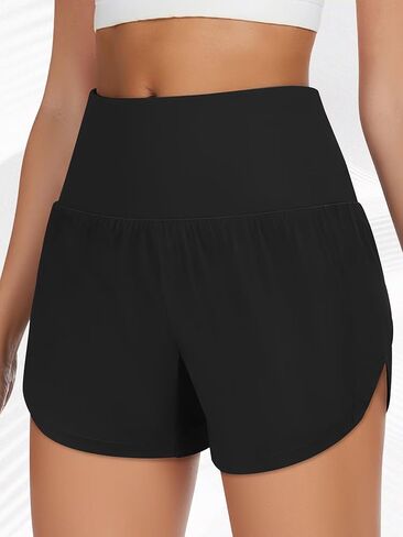 Womens High Waisted Running Shorts Quick Dry Athletic Workout Shorts with Mesh Liner Zipper Pockets S-XXL in Saudi Arabia