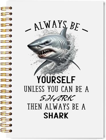 Welshower Coastal Beach Ocean Shark مجلة دفتر ملاحظات حلزونية ملهمة، هدايا لمحبي سمك القرش، كن دائمًا نفسك مجلة إيجابية تحفيزية، 5.5 × 8.3 بوصة in Kuwait