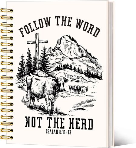 الهدايا الغربية الهدايا المسيحية للنساء مجلة دفتر الملاحظات البقرة المرتفعات، اتبع الكلمة وليس مجلة آية الكتاب المقدس القطيع، مجلة الصلاة الدينية للمرأة، دفتر يوميات الكنيسة الإيمان A5 in Kuwait
