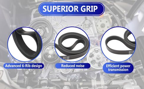 1060548 Serpentine Belt, Replacement Belt 54.8" Length,6-Rib, Alternative Part Number: 6PK1392 in Kuwait